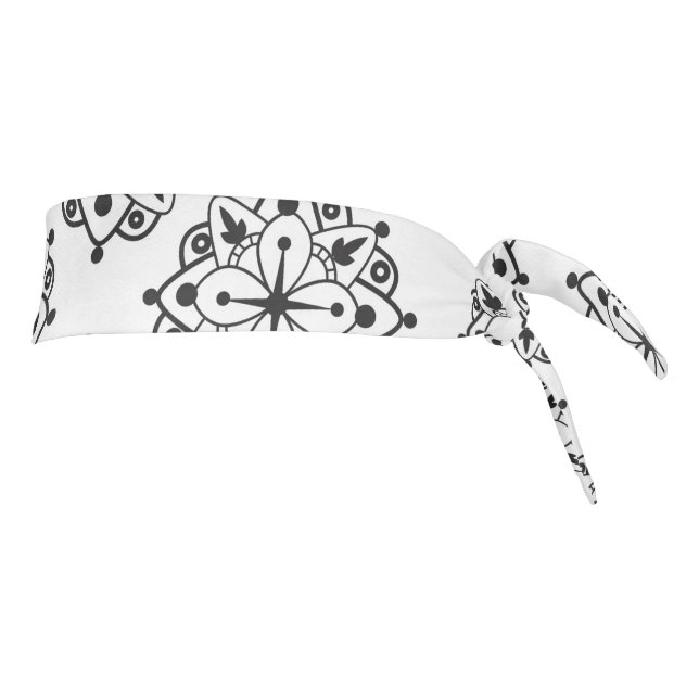 Cinta para cabeza para yoga Mandela negro blanco (Girar 90)