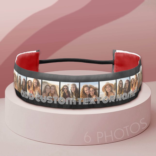 Cinta Para La Cabeza 6 Collage de fotos - Guión de moda - blanco y negr (Custom Photo Headband)