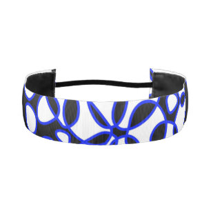 Cinta Para La Cabeza Abstracción de celdas Azul eléctrico blanco negro