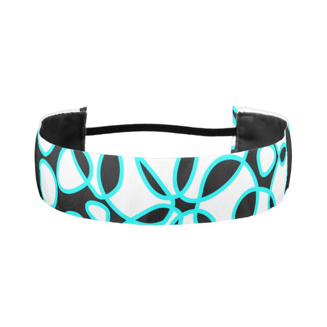 Cinta Para La Cabeza Abstracción de células Turquesa blanco negro (Anverso)