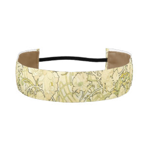 Cinta Para La Cabeza Alphonse Mucha Peonías Patrón Floral Art Nouveau