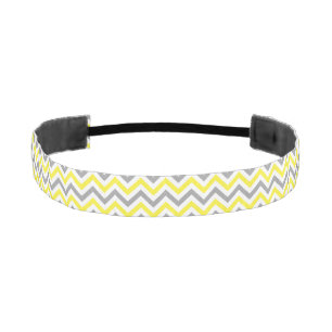 Cinta Para La Cabeza Amarillo, Gris Dk Whm Gran Patrón ZigZag Chevron