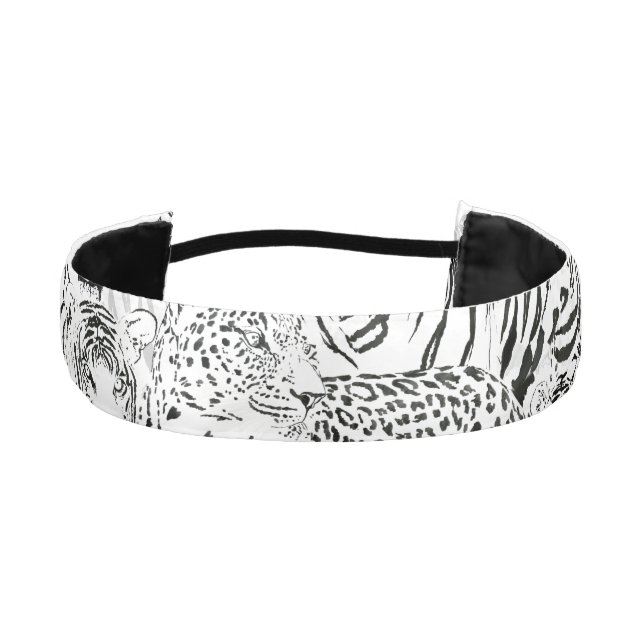 Cinta Para La Cabeza Animales modernos de leopardo blanco negro (Anverso)