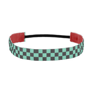 Cinta Para La Cabeza Anime Checkpoint Checkerboard Black Green