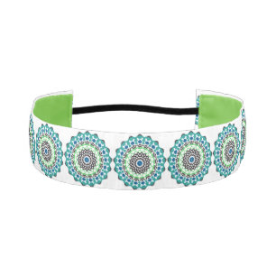 Cinta Para La Cabeza Aqua Lime Green Mandala Pattern Boho