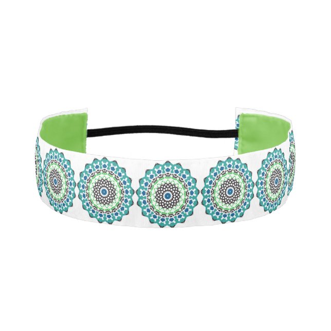 Cinta Para La Cabeza Aqua Lime Green Mandala Pattern Boho (Anverso)