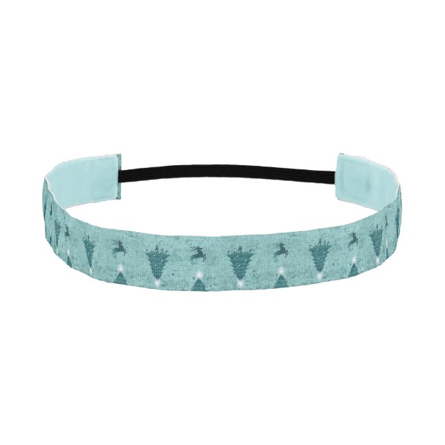 Cinta Para La Cabeza Árboles tradicionales verdes de Navidad y renos Ve (Anverso)