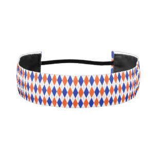 Cinta Para La Cabeza Argyle naranja y Diamante Azul