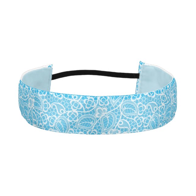 Cinta Para La Cabeza Azul claro con encaje falso (Anverso)