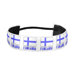 Cinta Para La Cabeza Bandera de Finlandia y nombre con letras mayúscula