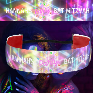 Cinta Para La Cabeza Bat Mitzvah Glow Fiesta Añadir nombre y EVENTO