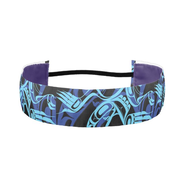 Cinta Para La Cabeza Black Blue Haida Eagle Thunder Bird Arte Nativo (Anverso)