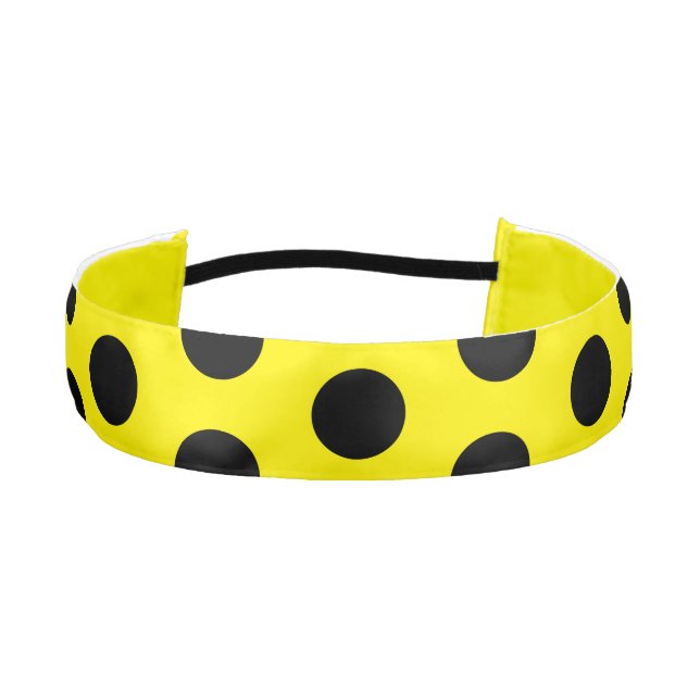 Cinta Para La Cabeza Black Dotted Stylish 1.5" Yellow  (Anverso)
