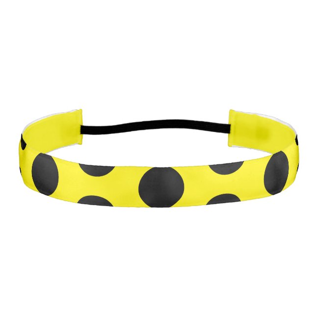 Cinta Para La Cabeza Black Dotted Stylish 1" Yellow  (Anverso)
