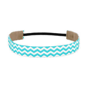 Cinta Para La Cabeza Blanco y modelo de zigzag de la aguamarina