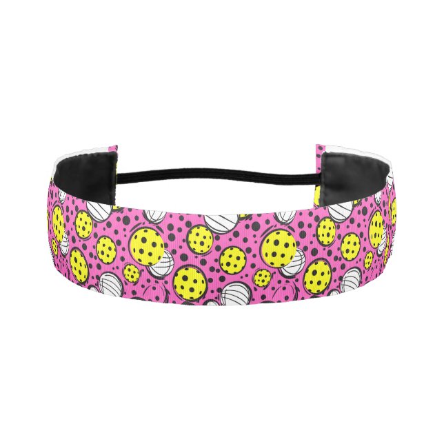 Cinta Para La Cabeza 💛 Bolas de picnic amarillas en rosa (Anverso)