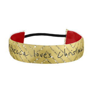 Cinta Para La Cabeza Cabecera "Holiday Chevron Gold" Personalizada