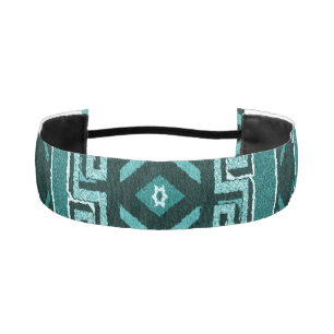 Cinta Para La Cabeza Cabeza De Patrón Azteca Tribal Negro Y Turquesa