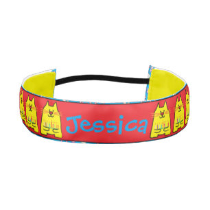 Cinta Para La Cabeza Cabezales de Hanukkah Gatos y Menorás/Amarillo/Roj