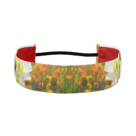 Cinta Para La Cabeza Cachorros blancos cultivando flores de colores