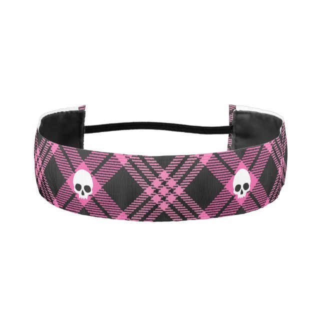 Cinta Para La Cabeza Calavera gótica Tartán Plaid (Anverso)