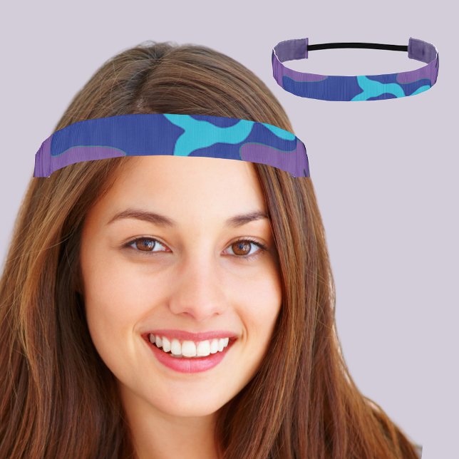 Cinta Para La Cabeza Camuflaje azul y púrpura (Blue and Purple Camouflage Athletic Headband)