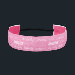 Cinta Para La Cabeza Chicas de tipografía de nombres rosados personaliz<br><div class="desc">Banda de cabeza del collage de nombres rosados para un chica decorado con nueve tipos de letra diferentes que escriben su nombre en blanco. Un personalizado lindo con una tipografía divertida en blanco.</div>