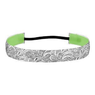 Cinta Para La Cabeza Cintillo con estampado de cachemira monocromo blan