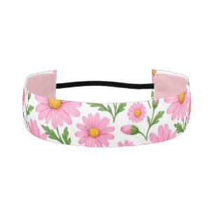 Cinta Para La Cabeza Cintillo floral de margarita rosa con patrón botán