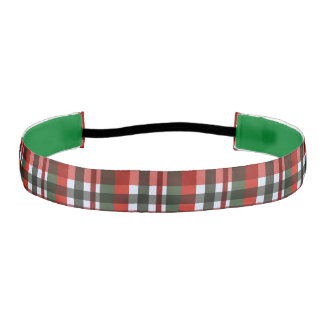 Cinta Para La Cabeza Cintillo navideño de cuadros rojos y verdes antide