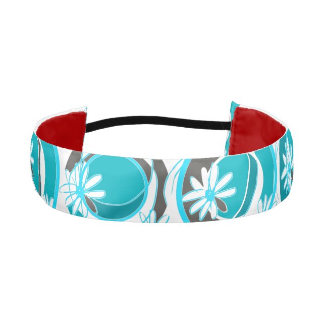 Cinta Para La Cabeza Círculos de acento Fondo Flores Blanco Verde azula (Anverso)