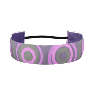 Cinta Para La Cabeza Círculos Retro Gris Lilac Sobre Púrpura Polvorient