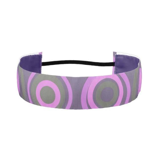 Cinta Para La Cabeza Círculos Retro Gris Lilac Sobre Púrpura Polvorient (Anverso)