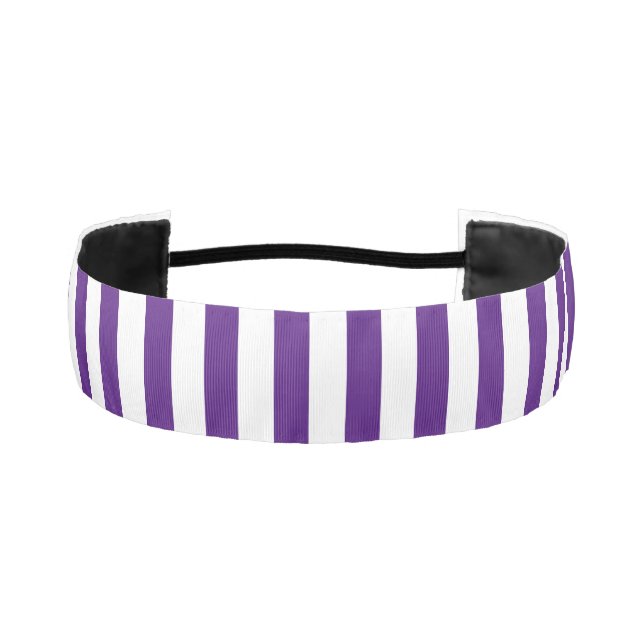 Cinta Para La Cabeza Clásica moderna, púrpura y rayada blanca (Anverso)