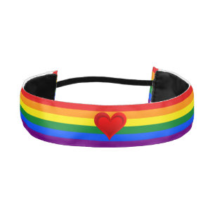 Cinta Para La Cabeza COLORES de la BANDERA del ARCO IRIS y corazón roj