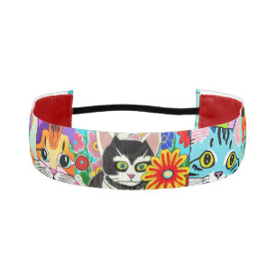 Cinta Para La Cabeza Coloridos Gatos De Arte Folclórico