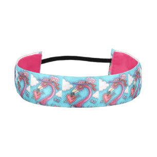 CINTA PARA LA CABEZA CORAZONES DE VÁLVULA DE FLAMINGO ROSA, AVES DE AMO