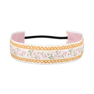 Cinta Para La Cabeza Cottage delicado de rosa y naranja con raya de vol