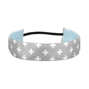 Cinta Para La Cabeza Cruces de polka blanca en gris