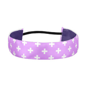 Cinta Para La Cabeza Cruces de polka blanca sobre lila