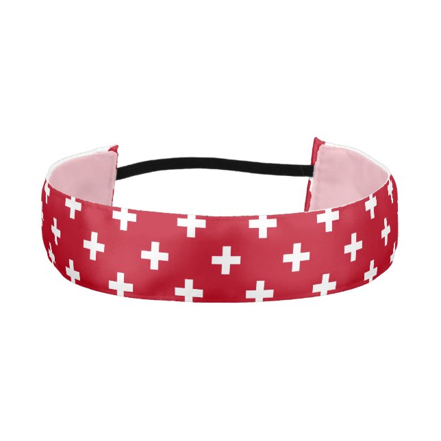 Cinta Para La Cabeza Cruces de polka blanca sobre rojo (Anverso)