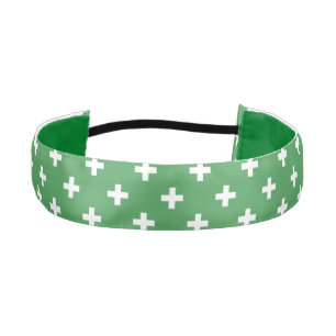 Cinta Para La Cabeza Cruces de polka blanco sobre verde
