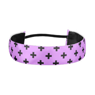 Cinta Para La Cabeza Cruces de polka negra sobre lila