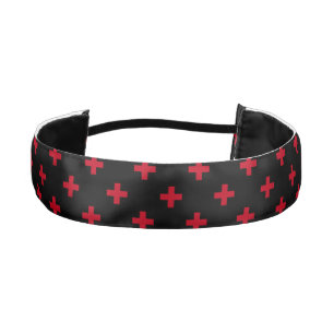 Cinta Para La Cabeza Cruces de polka roja sobre negro