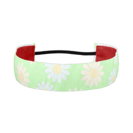 Cinta Para La Cabeza Cuidada acuarela colorido Daisy Pattern Green