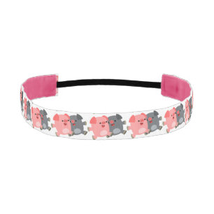 Cinta Para La Cabeza Cute Black y White Cartoon Pigs Headband