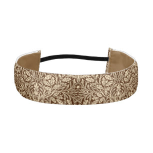 Cinta Para La Cabeza Damasco floral de estilo Art Nouveau, marrón oscur