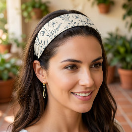 Cinta Para La Cabeza Diadema elegante con patrón botánico boho neutro