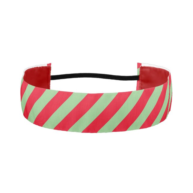 Cinta Para La Cabeza Diagonal verde y rojo a rayas (Anverso)