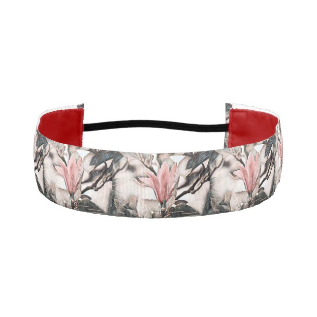 Cinta Para La Cabeza Dibujo de una rama de magnolia rosa (Anverso)